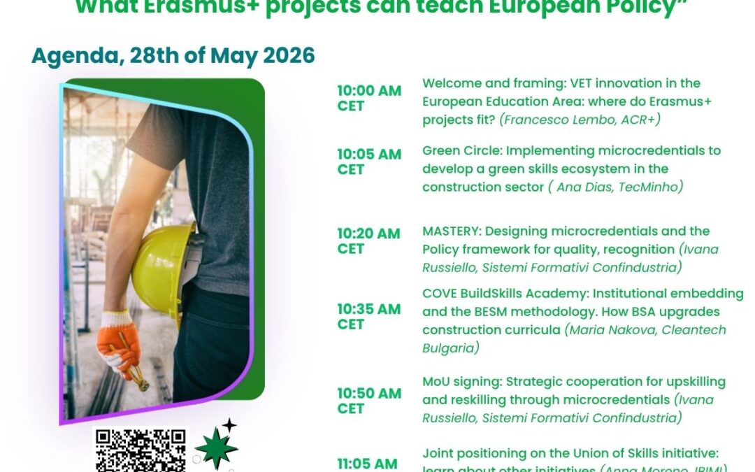 2nd Transnational Webinar for Microcredentials with Green Circle, BuildSkills Academy & Mastery Project